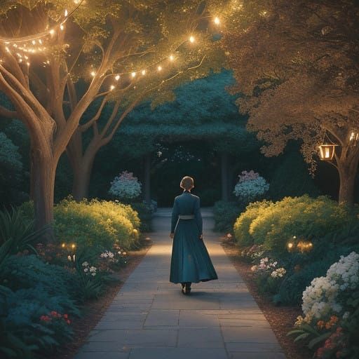 Serene Garden at Dusk