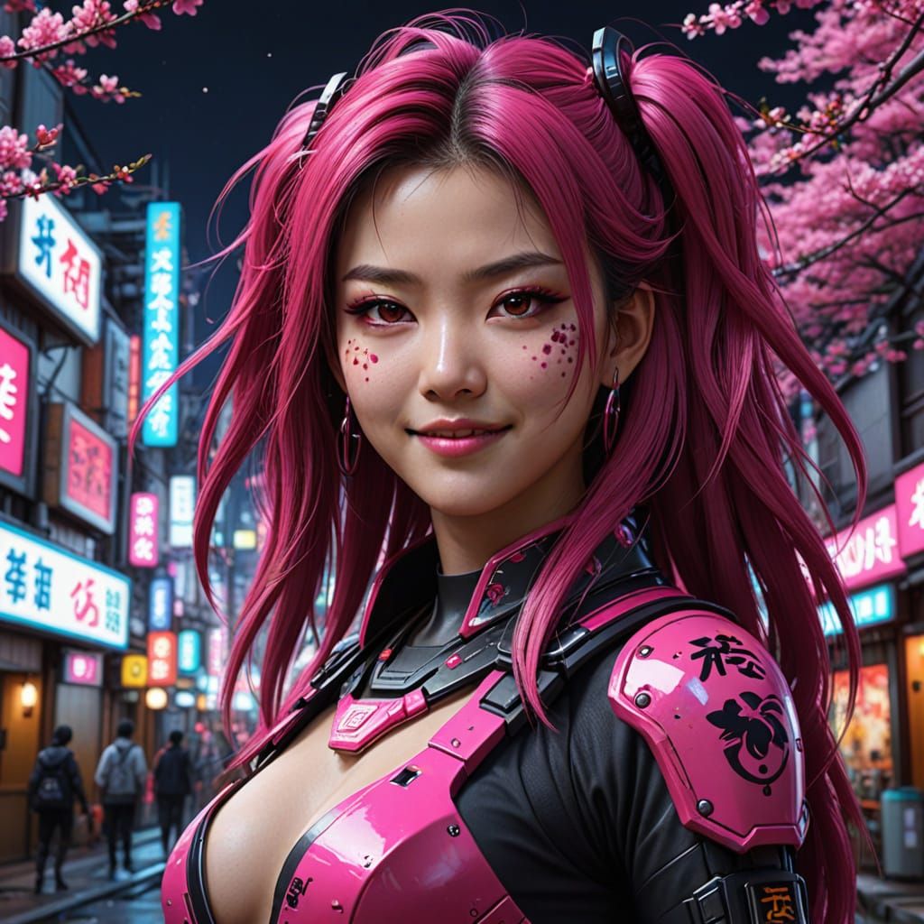 Beautiful Japanese Woman in Futuristic Neo Tokyo Pop Style