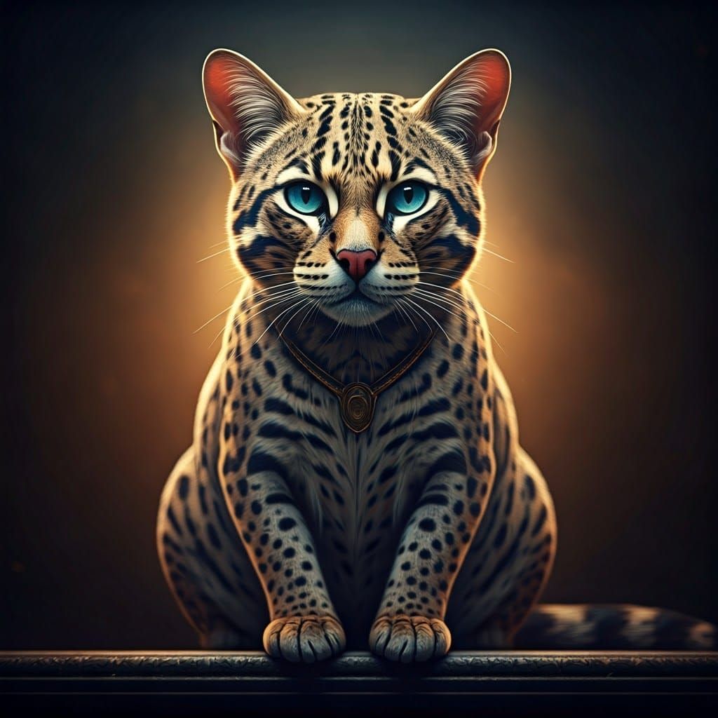 Majestic Cat Posing in Atmospheric Sci-Fi Setting