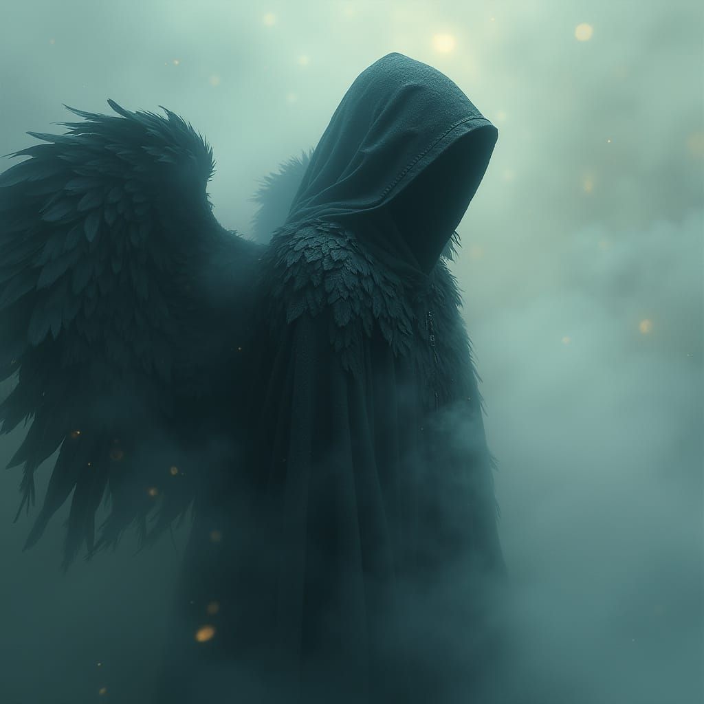Dark Angel Emerges from Cosmic Mist in Mysterious, Ethereal ...