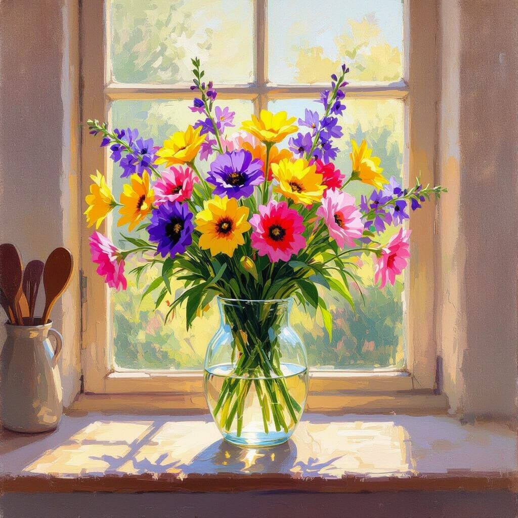 Radiant Flowers in Impressionist Sunlight
