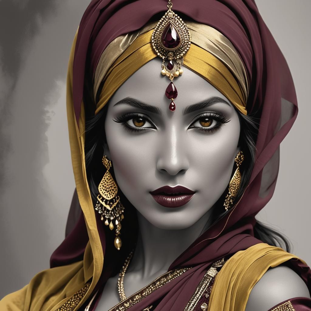 Striking Belly Dancer Portrait in Grayscale Color Pop