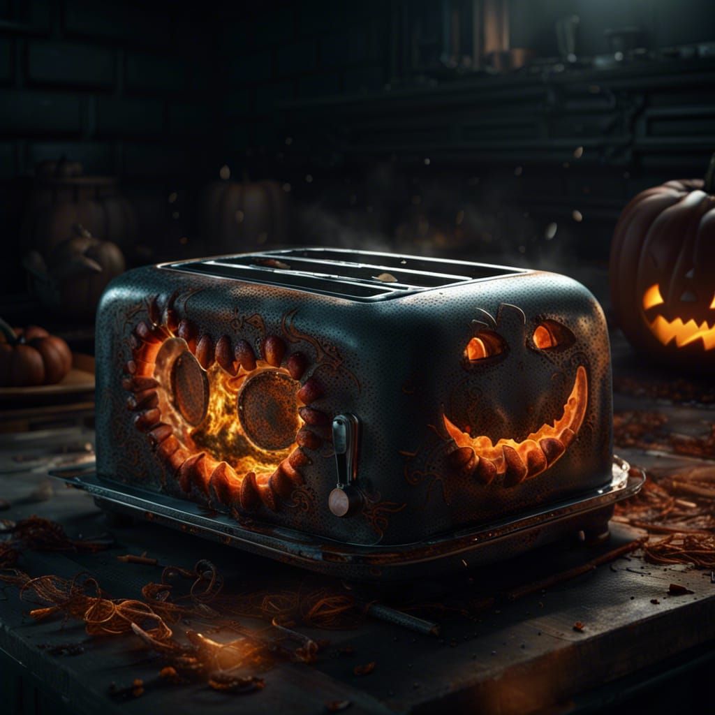 Mischievous Toaster in Dark Fantasy Style