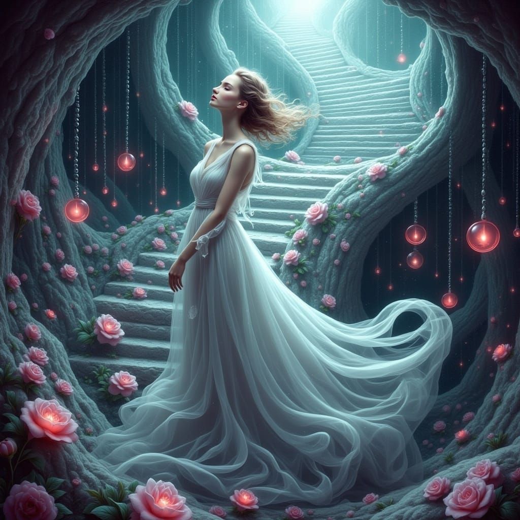 Ethereal Woman in Dreamscape of Parallel Realities