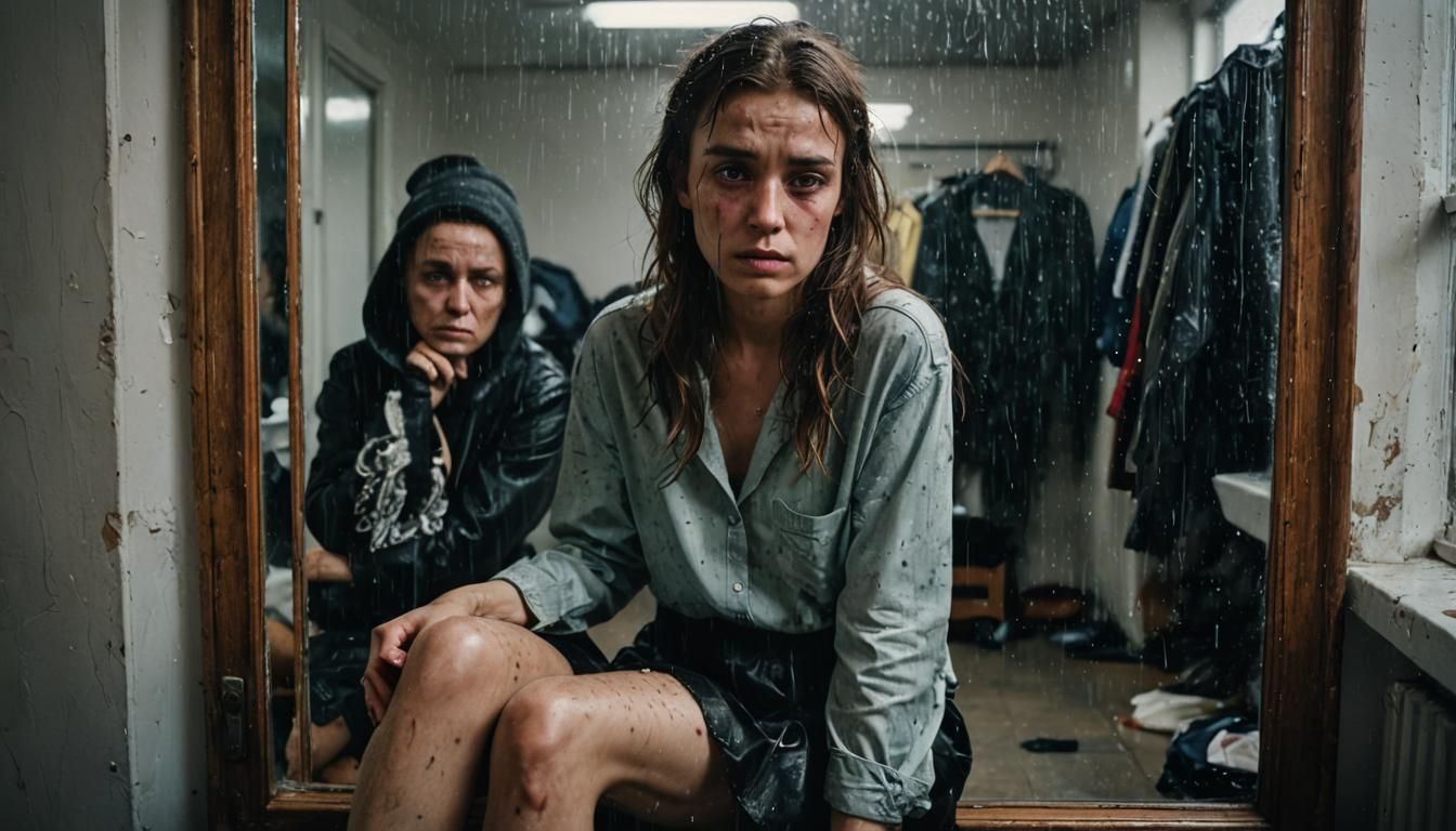 Sad Woman in Dressing Room: Fine Art Photography