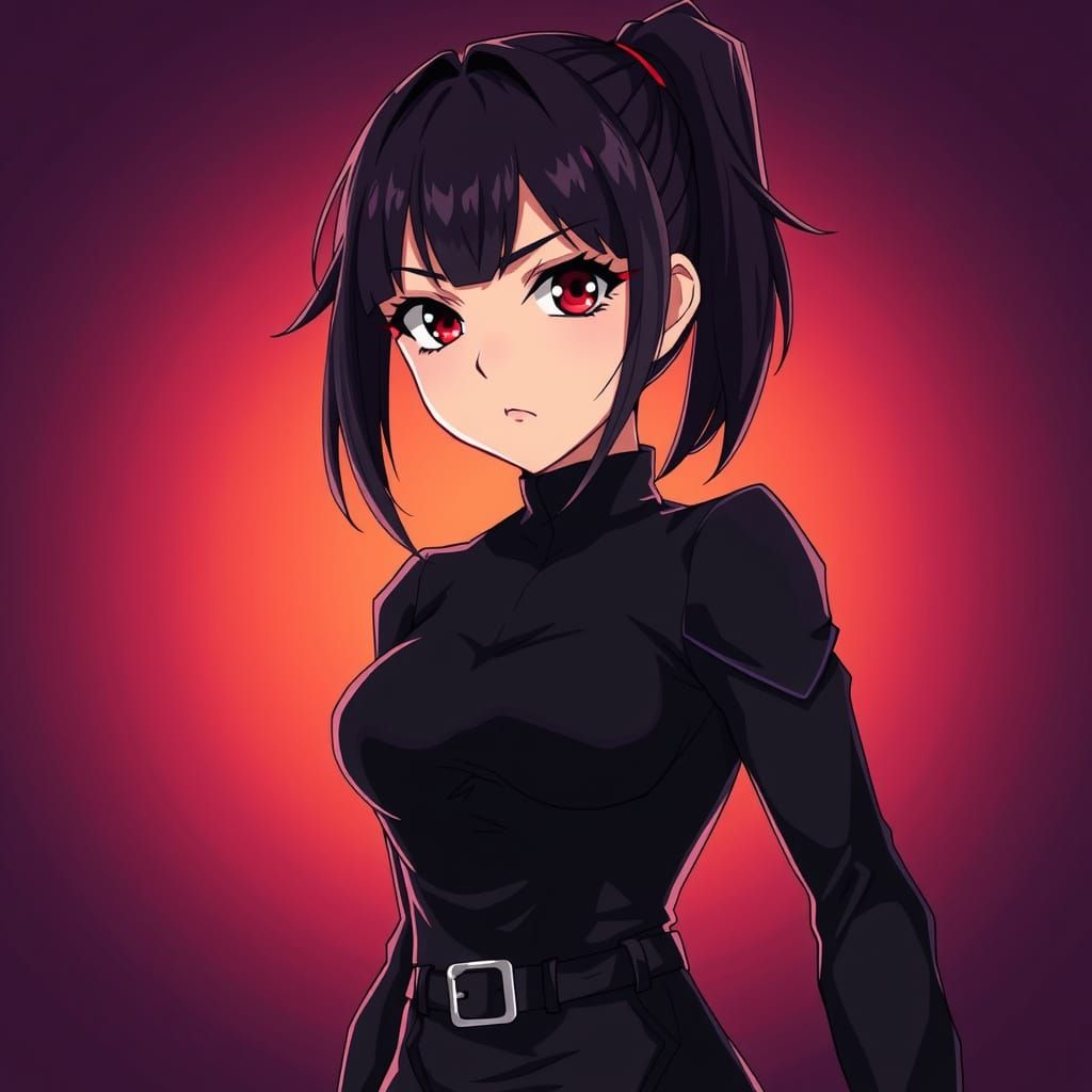 Anime Girl Assassin in a Strong Aura, Cel-Shaded Style