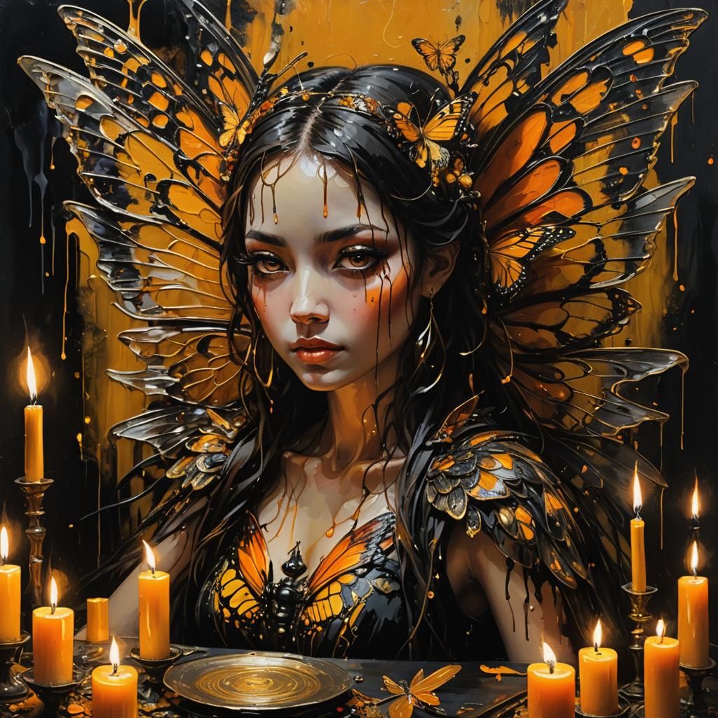 Fairy with monarch butterfly wings  altar piece by Egon Schi...
