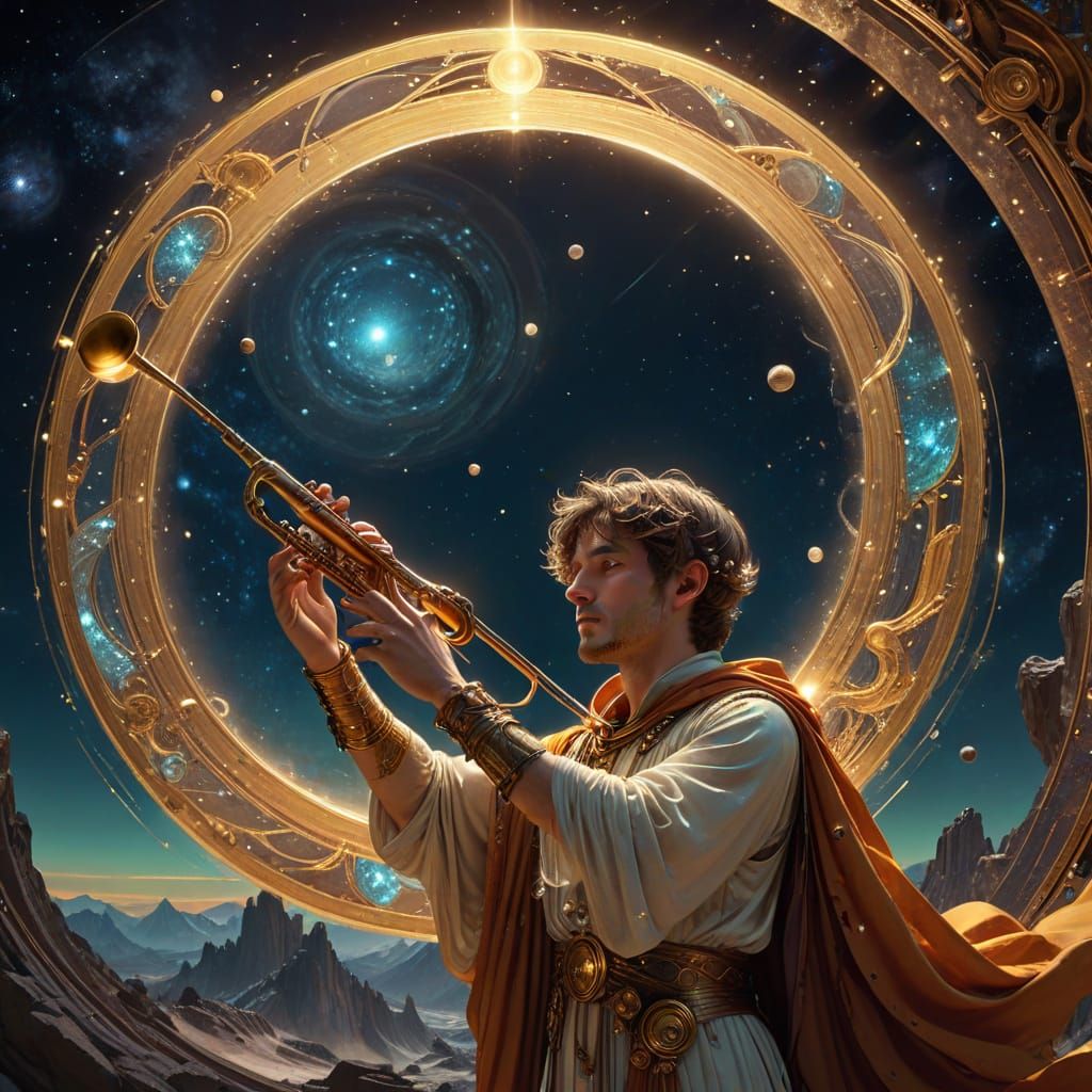 Celestial Musician Conducting Saturn's Symphony