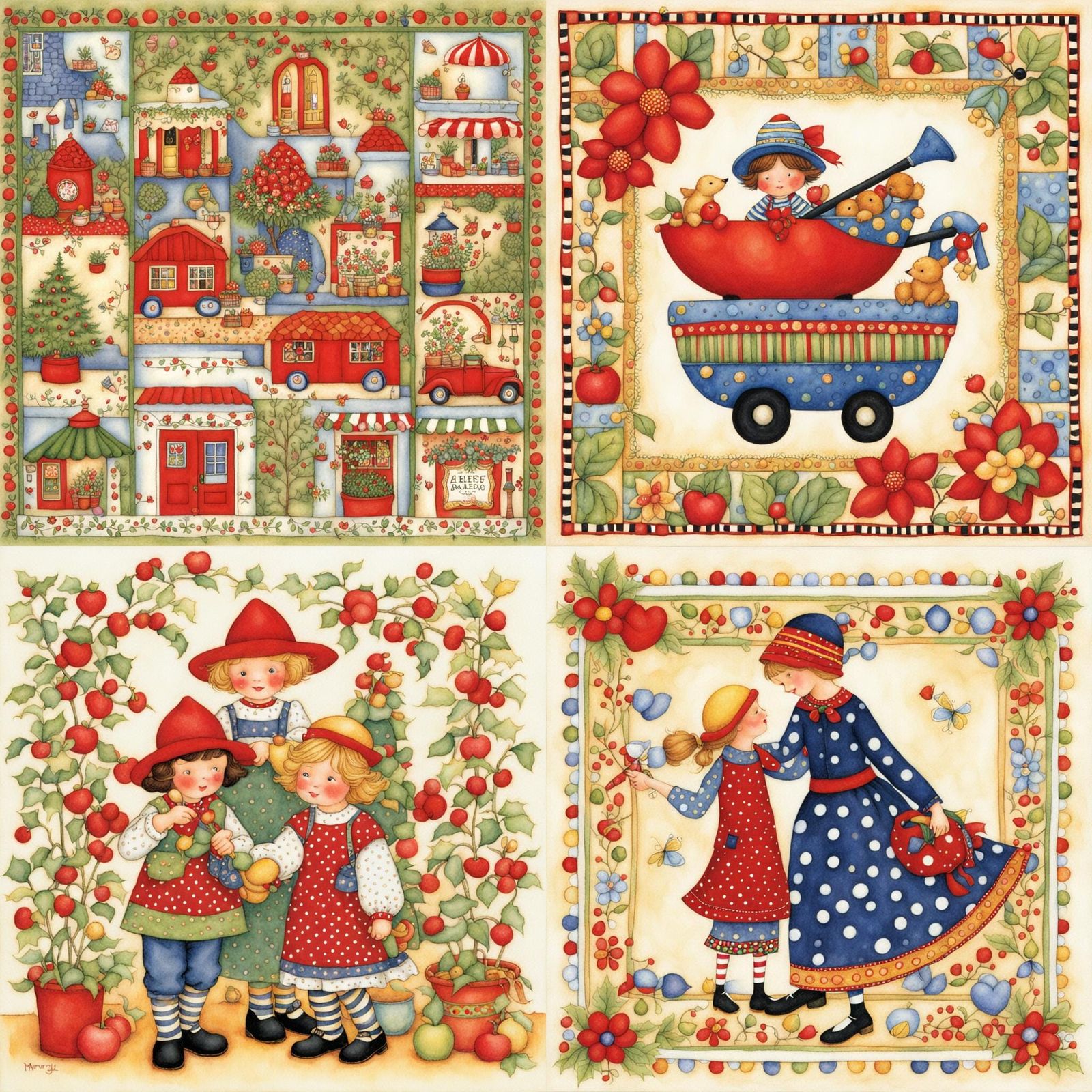 Charming Scene in Mary Engelbreit Style