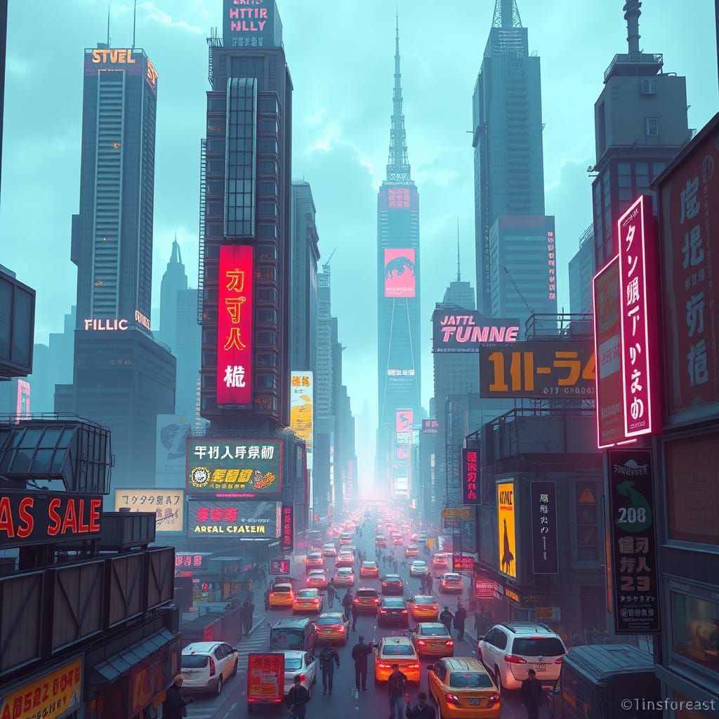 Cyberpunk Cityscape in Gritty Urban Style