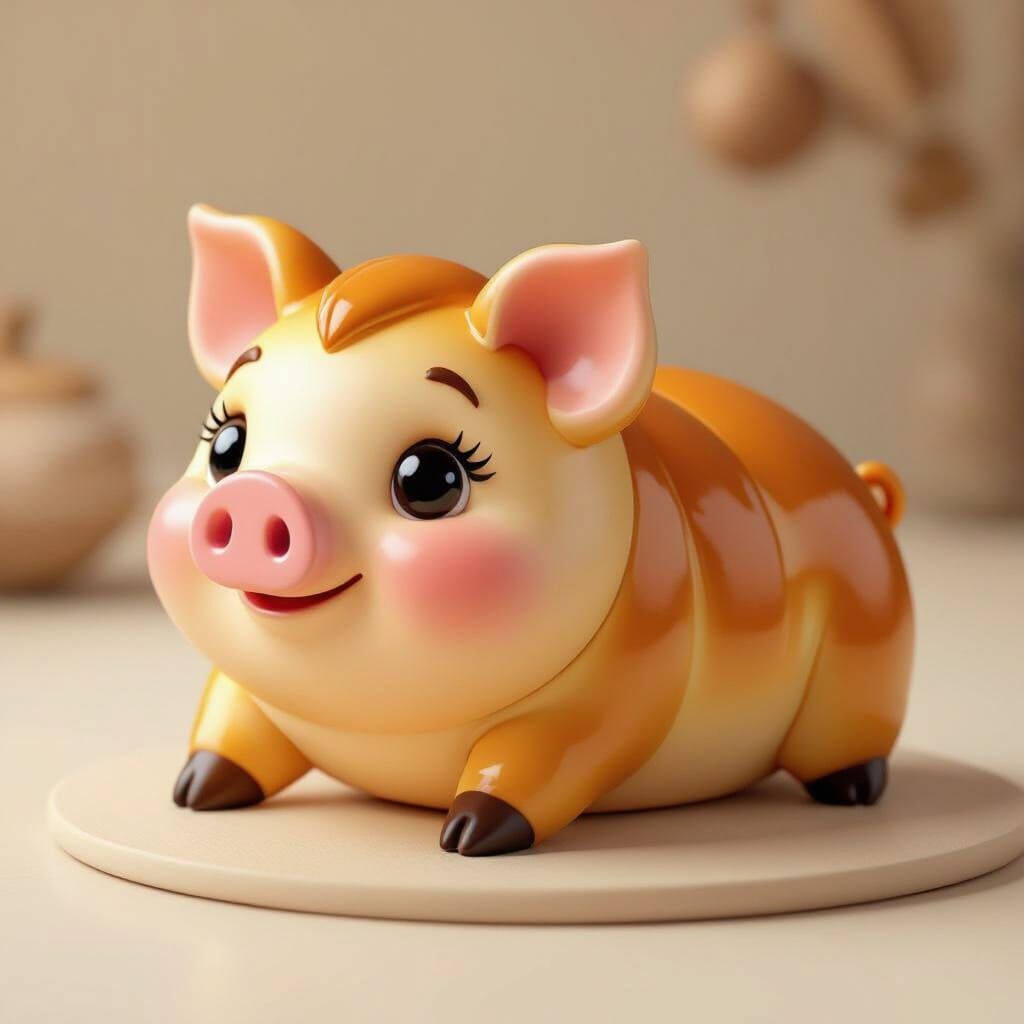 Adorable 3D Cartoon Piglet Pastry