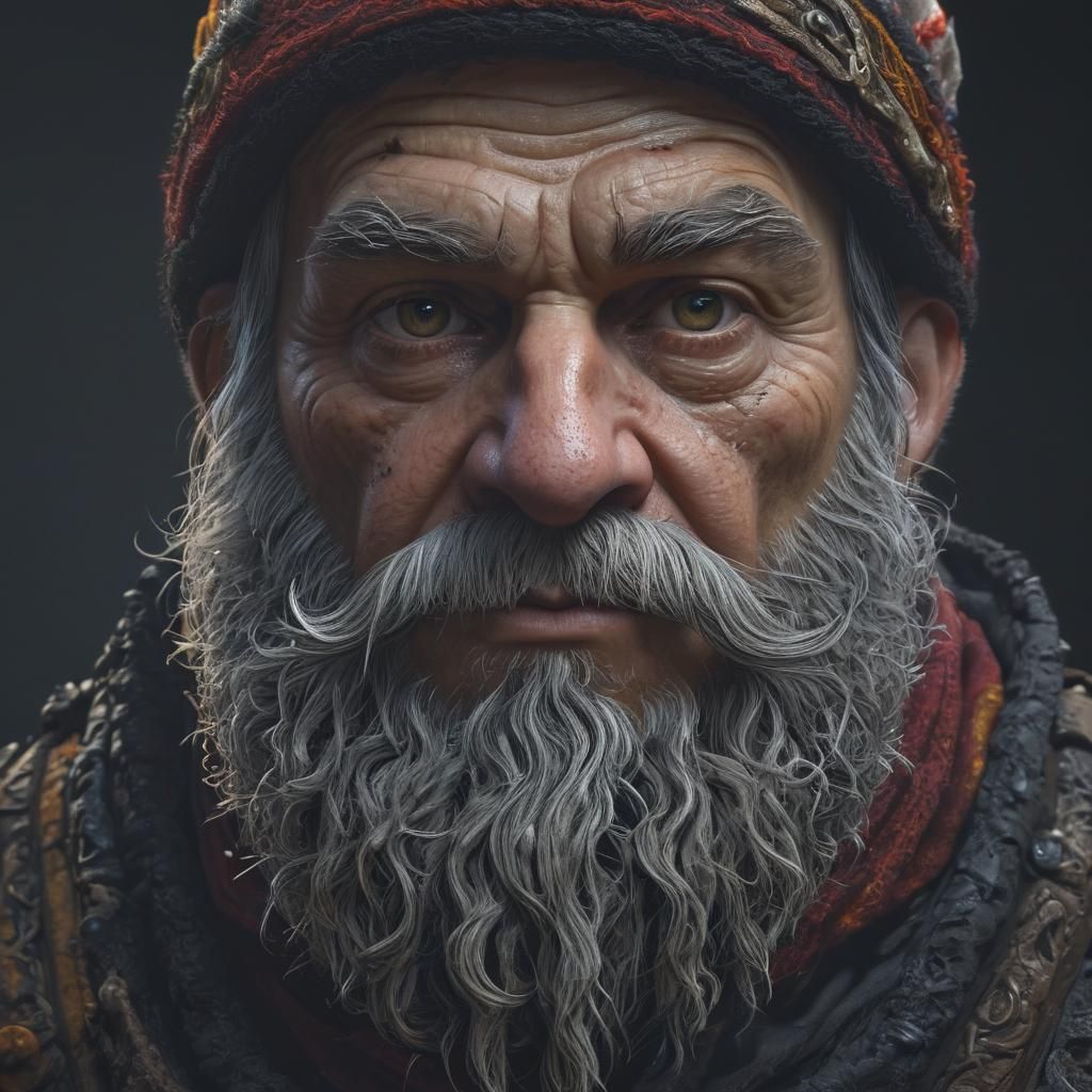 Gnome Cleric Portrait with Intricate Scarf Detail