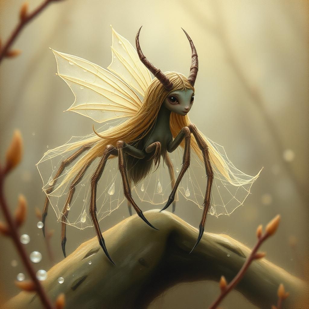 Ethereal Spider Centaur in Dreamlike Forest Glade