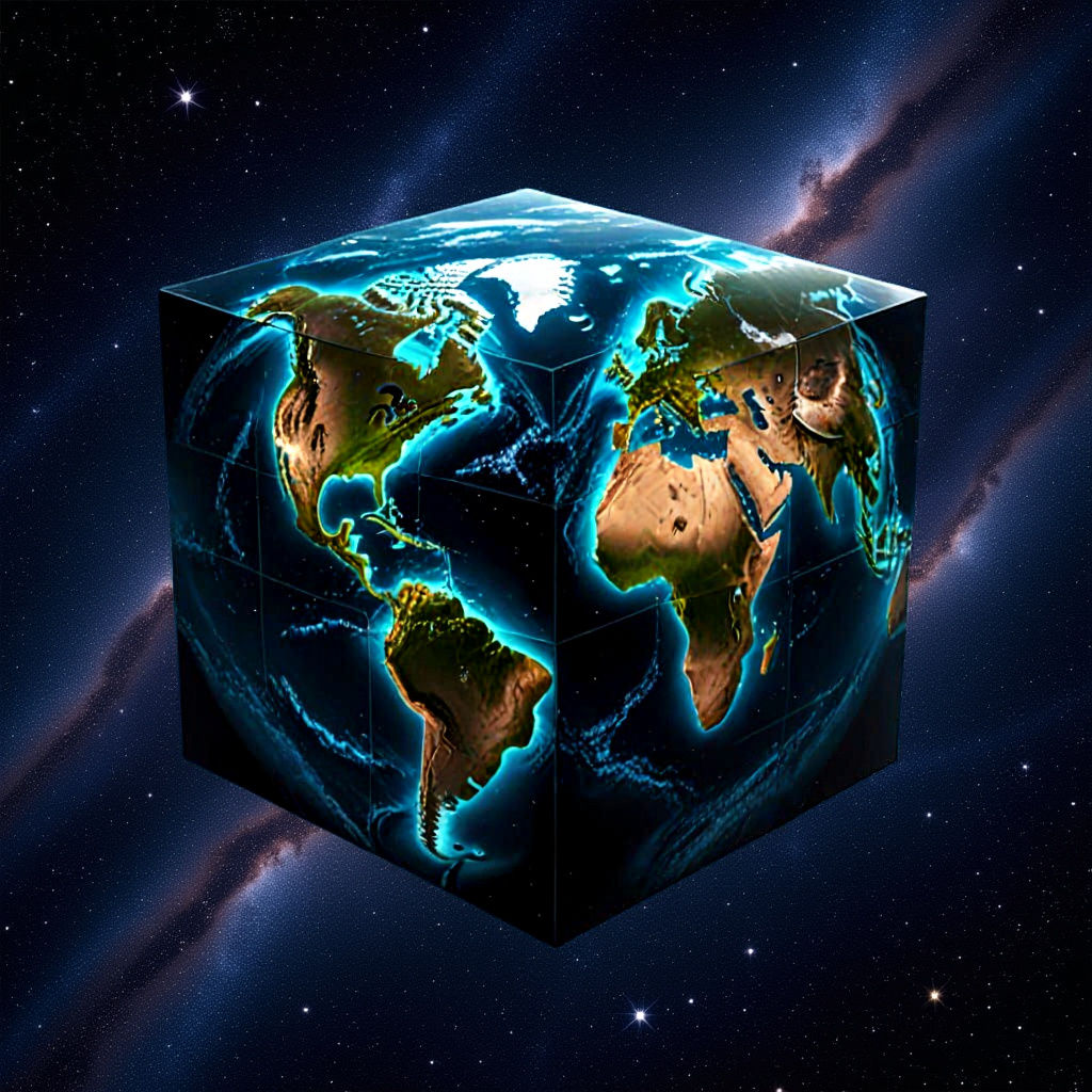 Earth as a Cube Suspended in Space