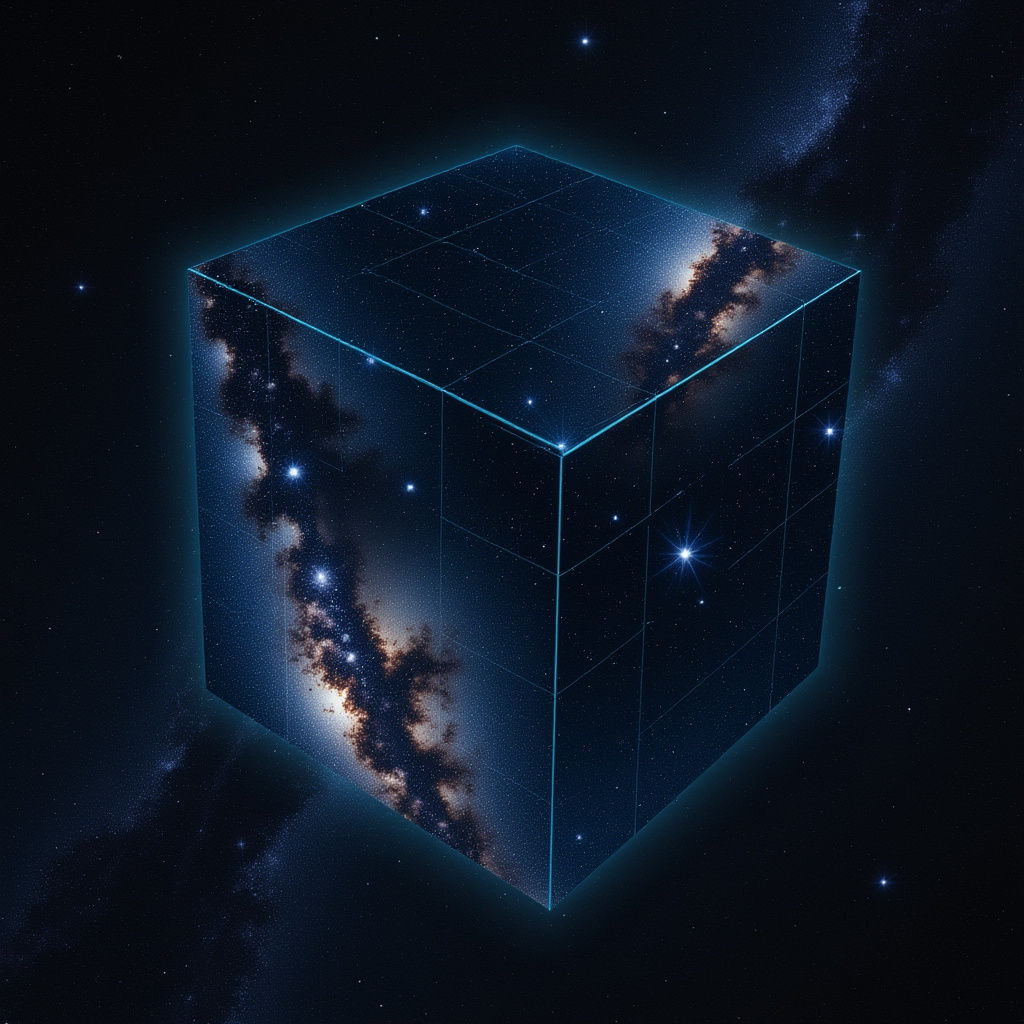 Earth Continents and Oceans on Cube in Space