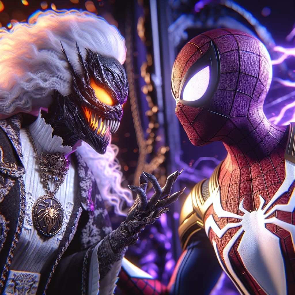 Gothic Female Supervillain Clashes with Spider-Themed Heroin...
