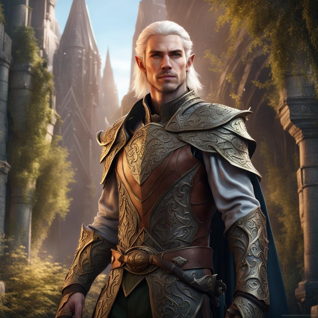 Noble Elven Paladin in Elven City
