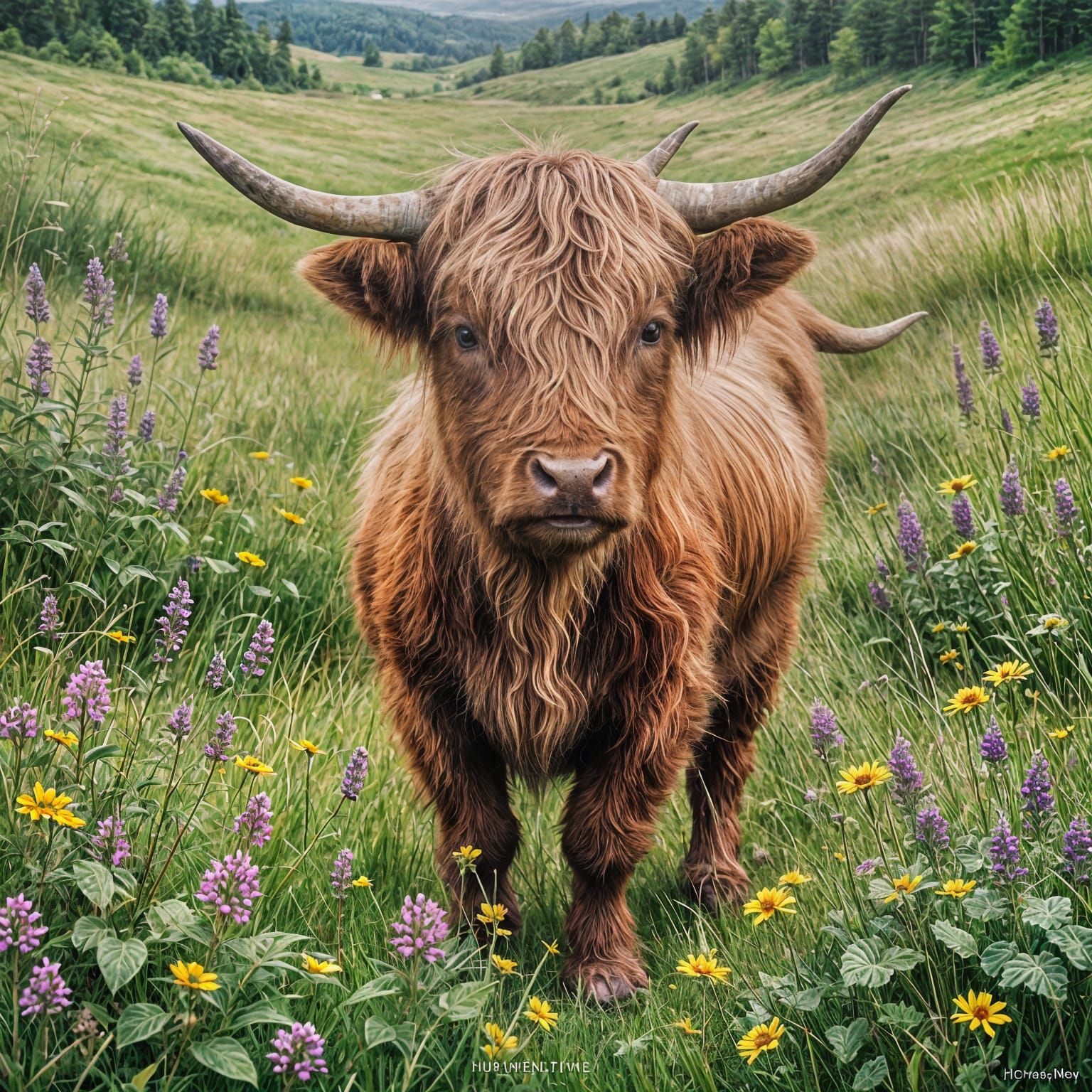 Miniature Highland Cow Irving, Detailed Painting