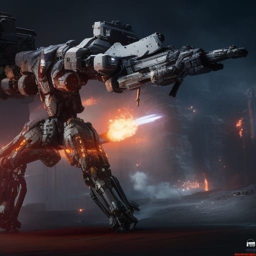 Rusty Mecha Robot in 17th Century Landscape