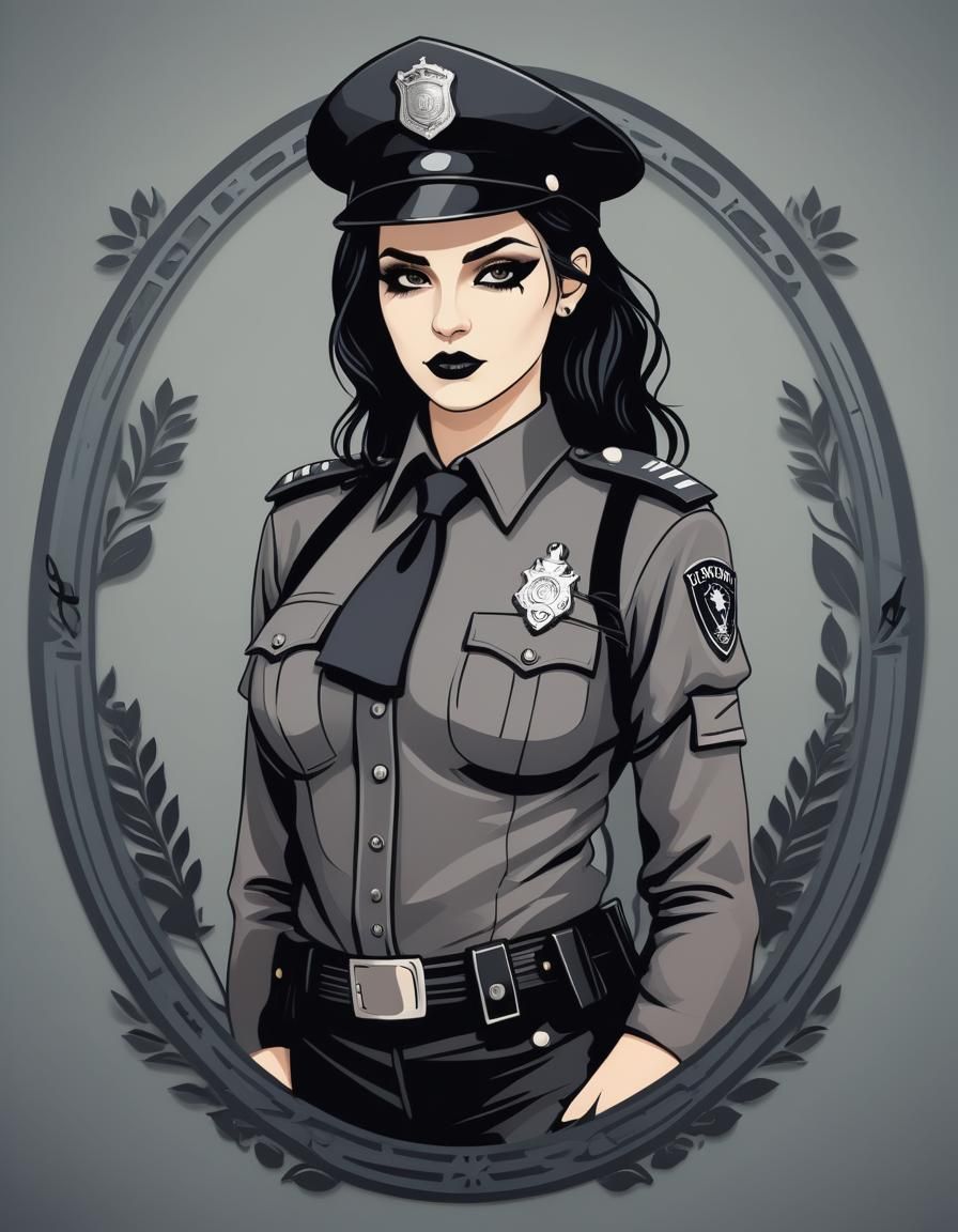 Most beautiful attractive Goth Greek  as policewoman , work ...