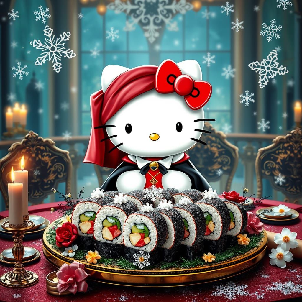 Hello Kitty in Hogwarts Winter Formal with Whimsical Snowfla...