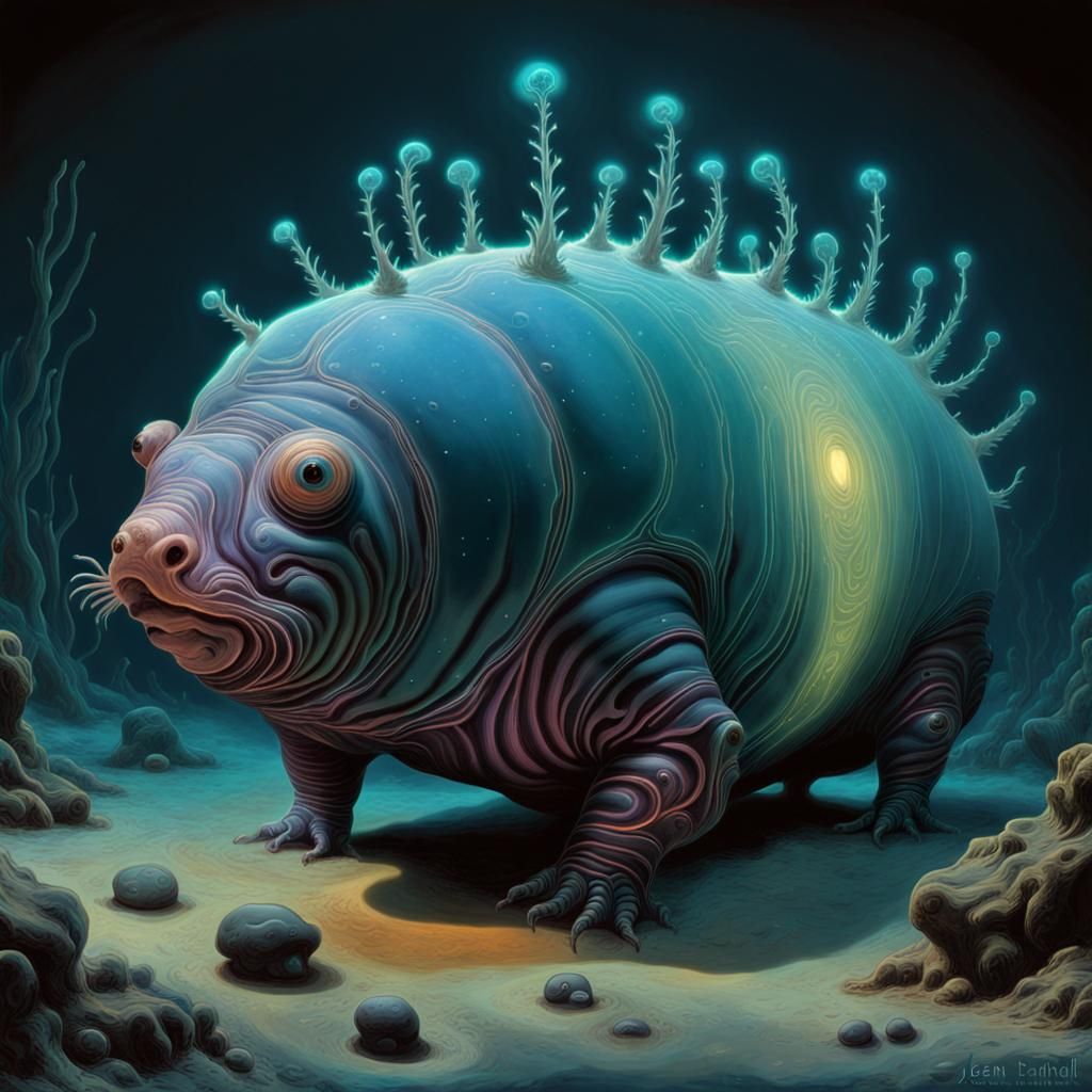 Bioluminescent Tardigrades in a Magical Microworld