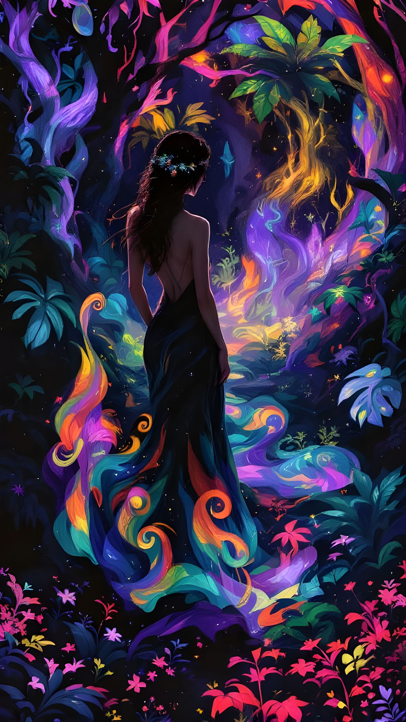 Ethereal Jungle Depths in Neo Impressionist Oil