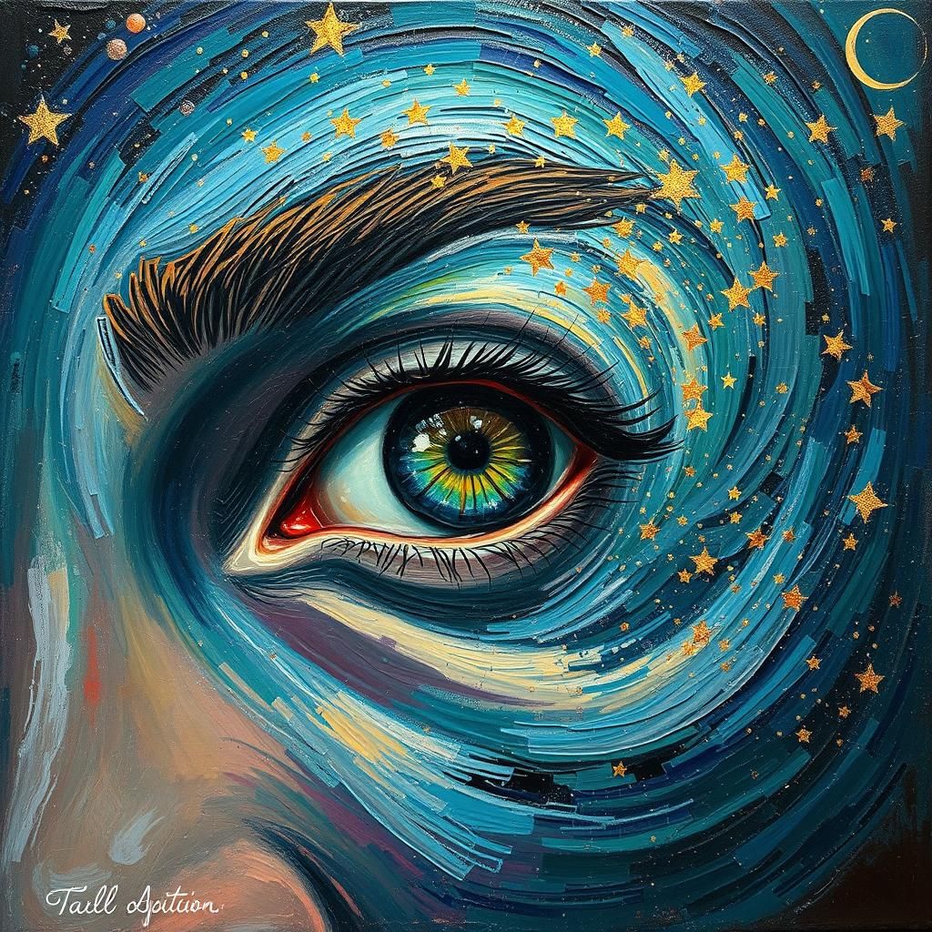 Eye of the Cosmos: Expressionist Starry Tornado