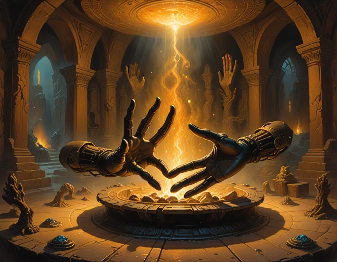 Vibrant Fantasy Masterpiece in Warm Golden Light