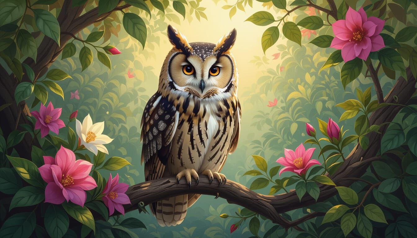 Wise Owl in Style of Rembrandt and Caravaggio