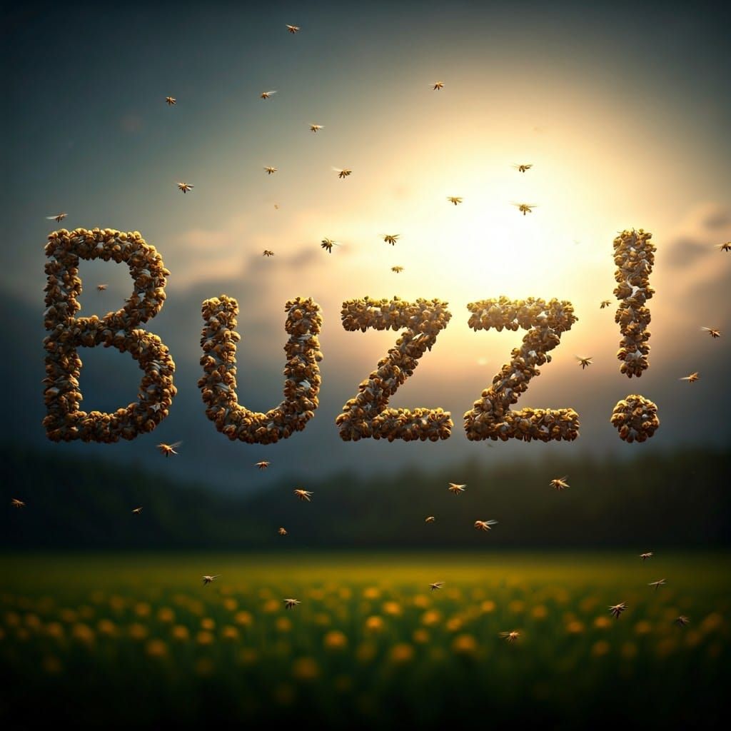 Bees Form the Word Buzz in Mid-Air
