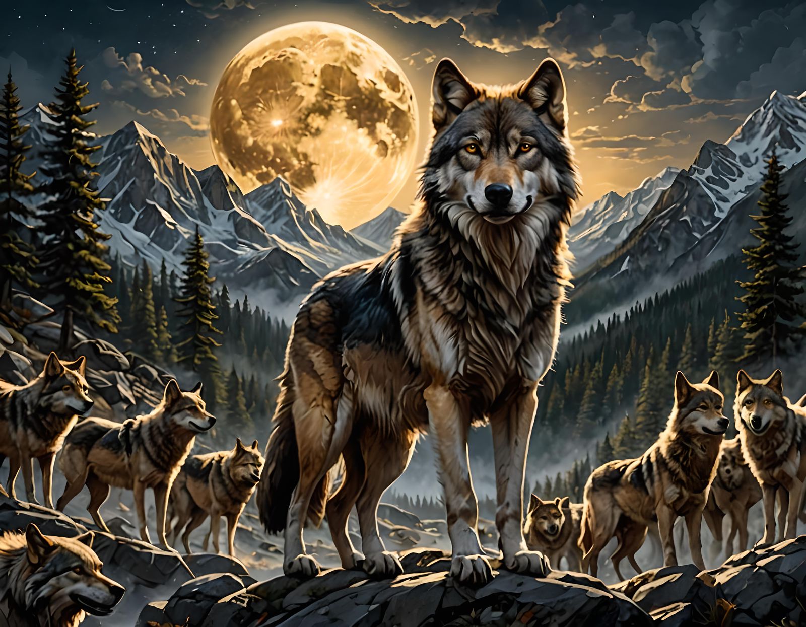 Wolf Shepherd Leads Pack on Mountain Hunt