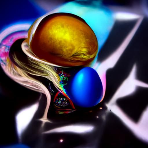 Blonde Egg in Space: Photorealistic Astral Illustration