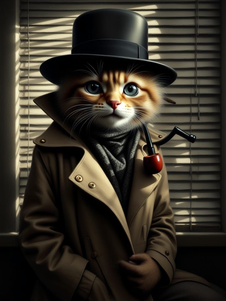 Film Noir Pet Portrait with Venetian Blinds