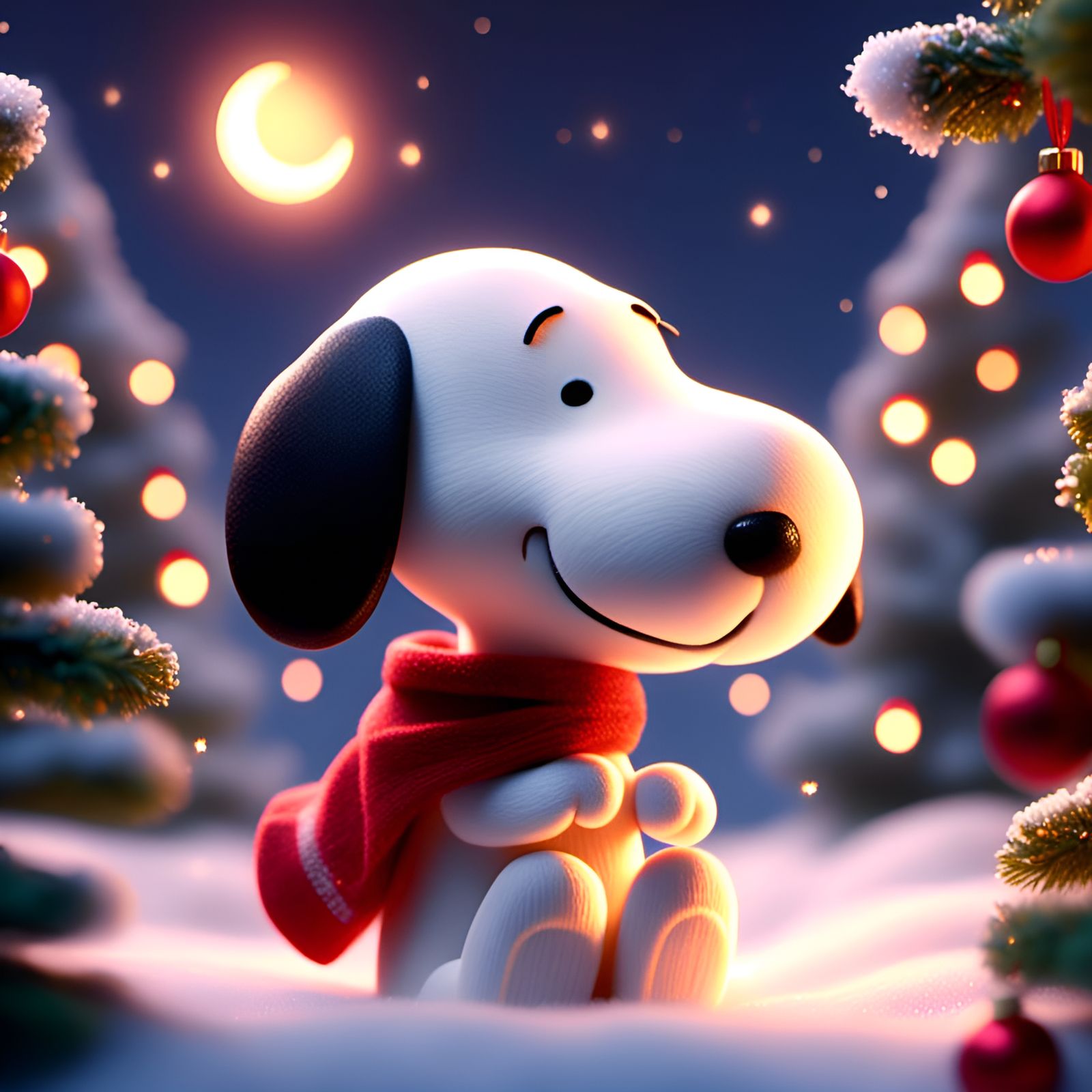 Festive Cartoon Snoopy Christmas Scene