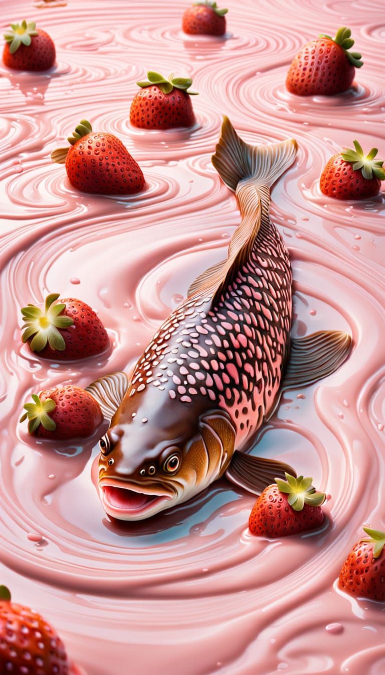Surreal Chocolate Salmon and Strawberry Frogs