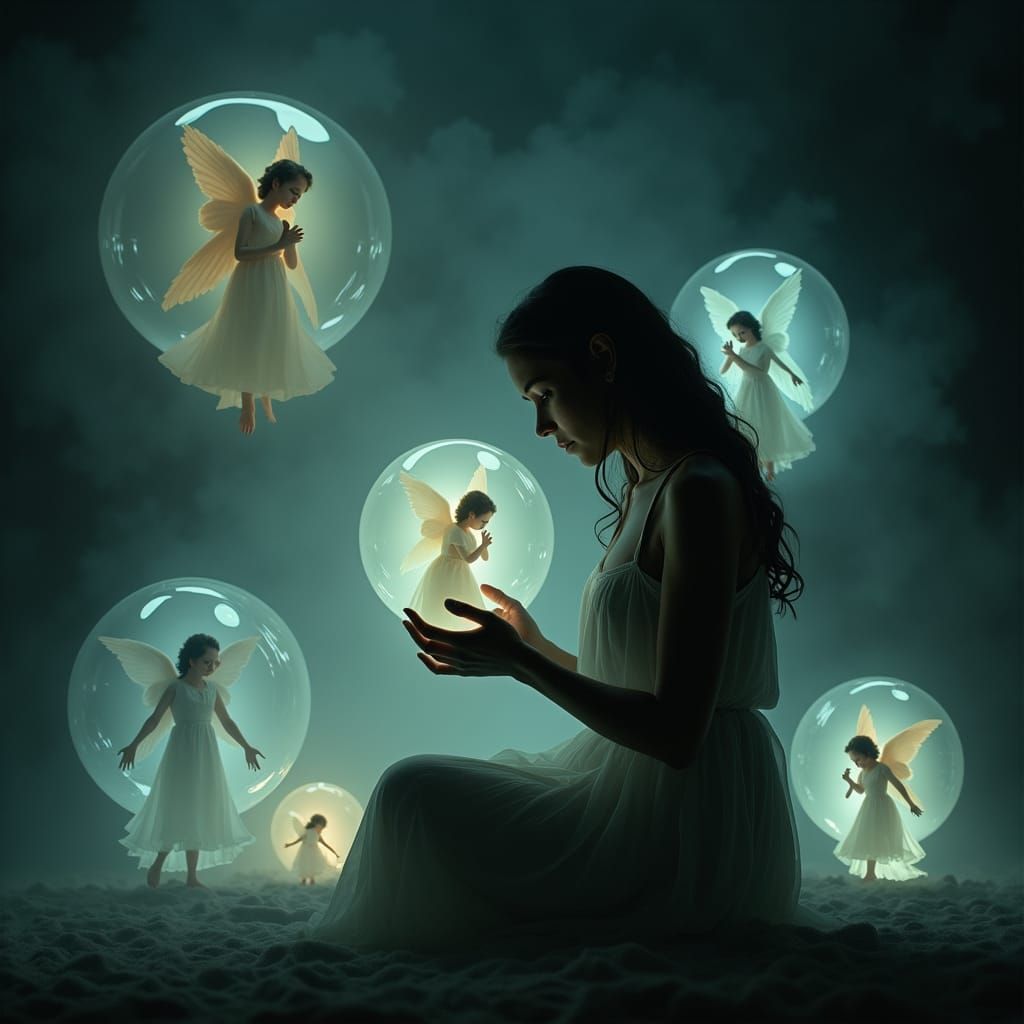 Angels Comfort Grieving Woman in Ethereal Light