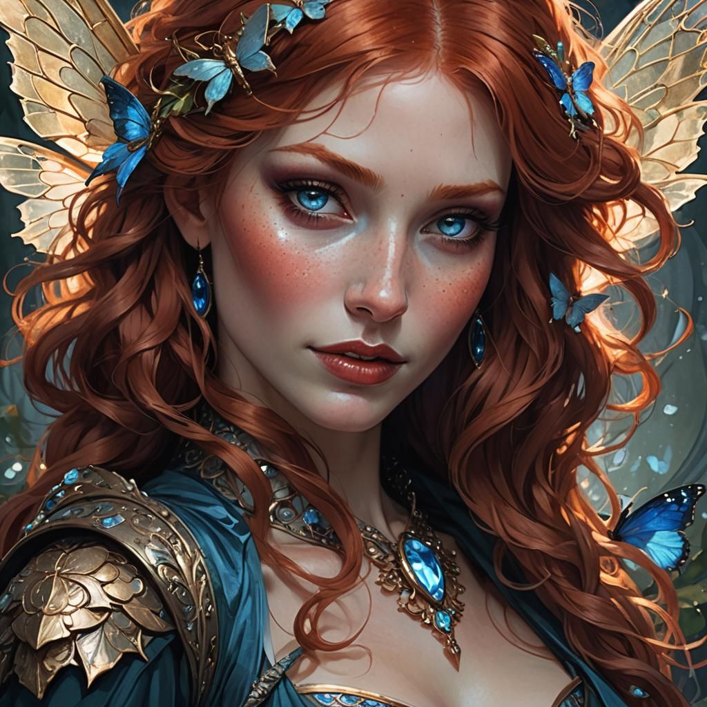 Red-Haired Woman in Dark Fantasy Style
