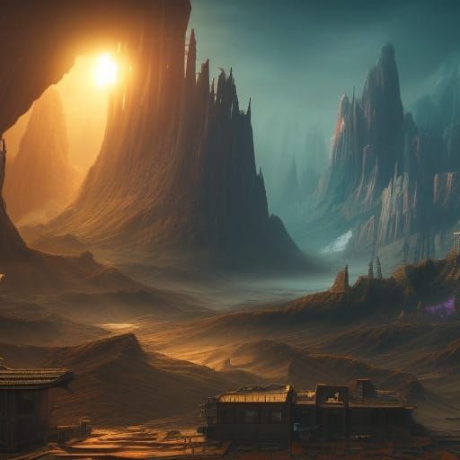 Detailed Matte Painting of Post-Scarcity Society