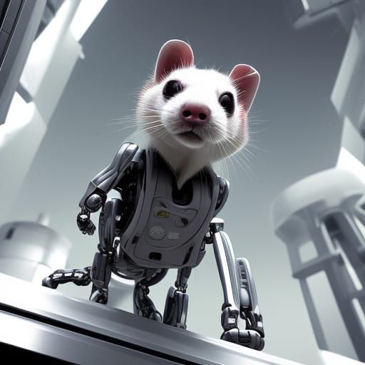 Futuristic Robot Ferret in Sci-Fi Scene