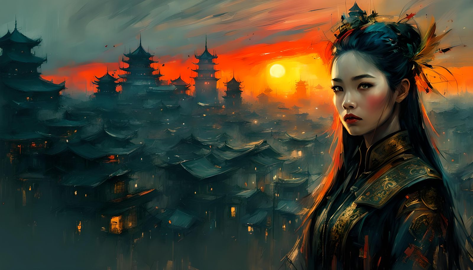 Vietnamese Sunset: Digital Fantasy Art