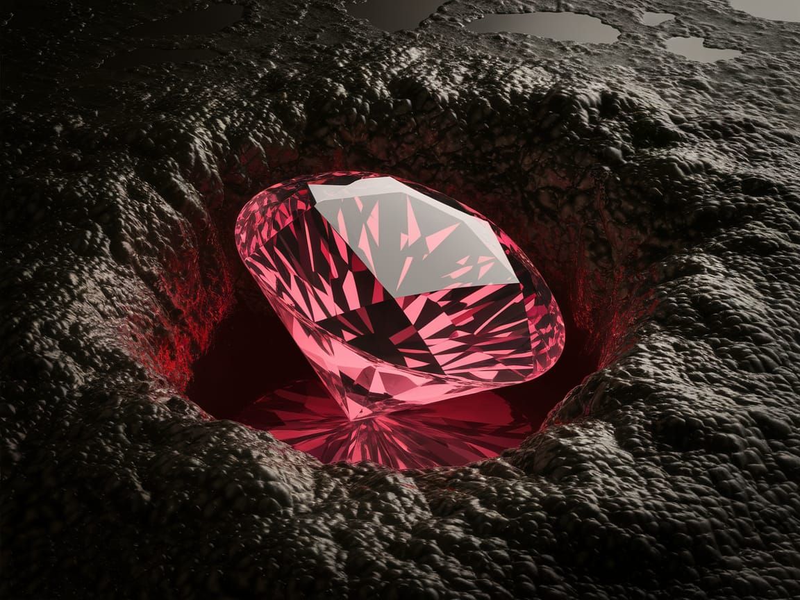 Pink Diamond Buried in Soil: Hyper-Realistic Style
