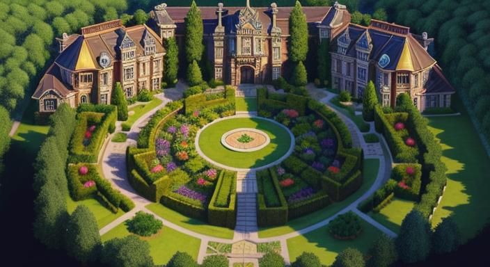 Detailed Bird's Eye View RPG Garden Map