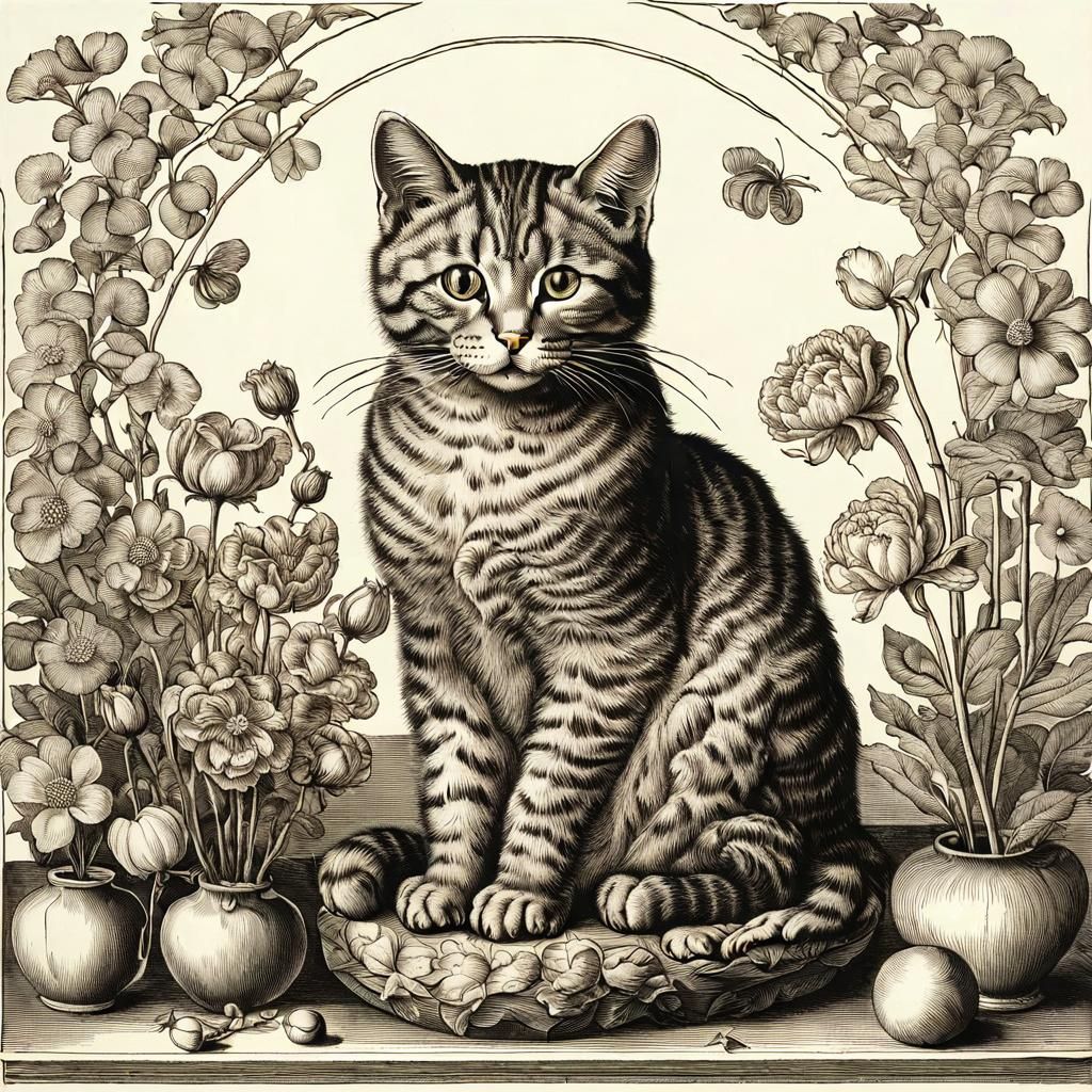 Vesalius with Cat, Flowers and Heart Lights