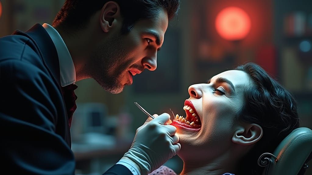 Dentist Cares for Count Dracula's Fangs