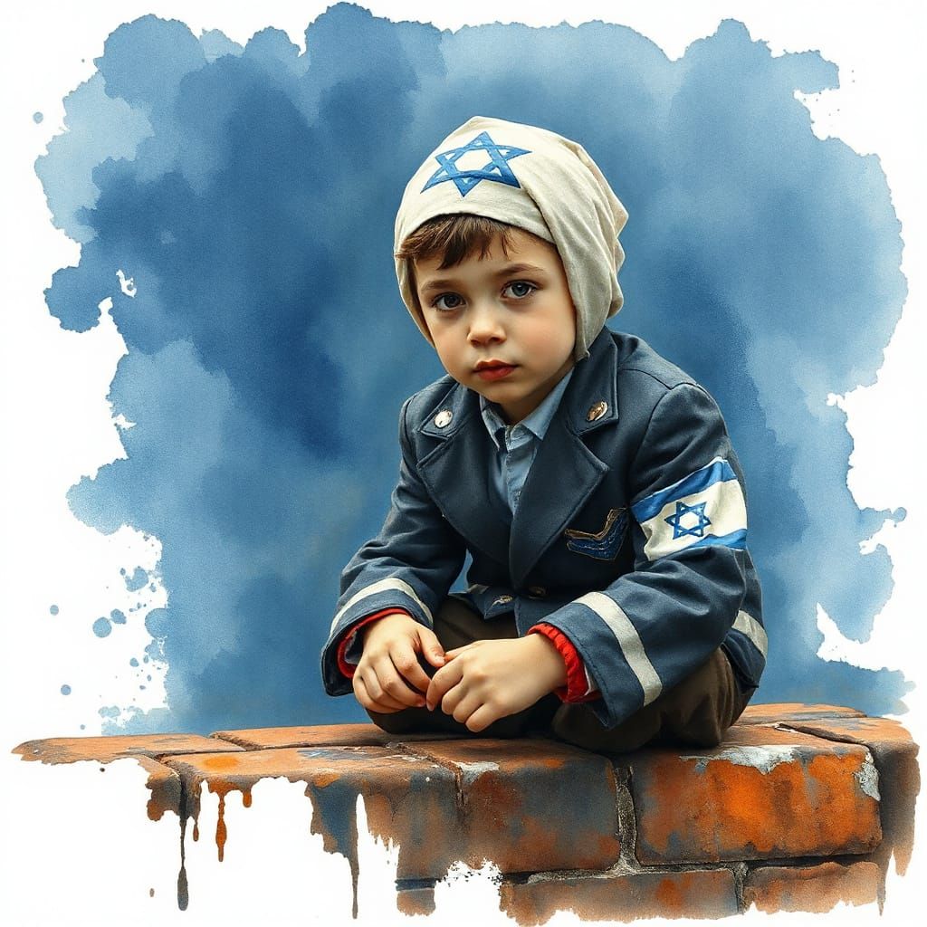 Surreal Scene of a Young Jewish Boy in a Classic Car-Inspire...