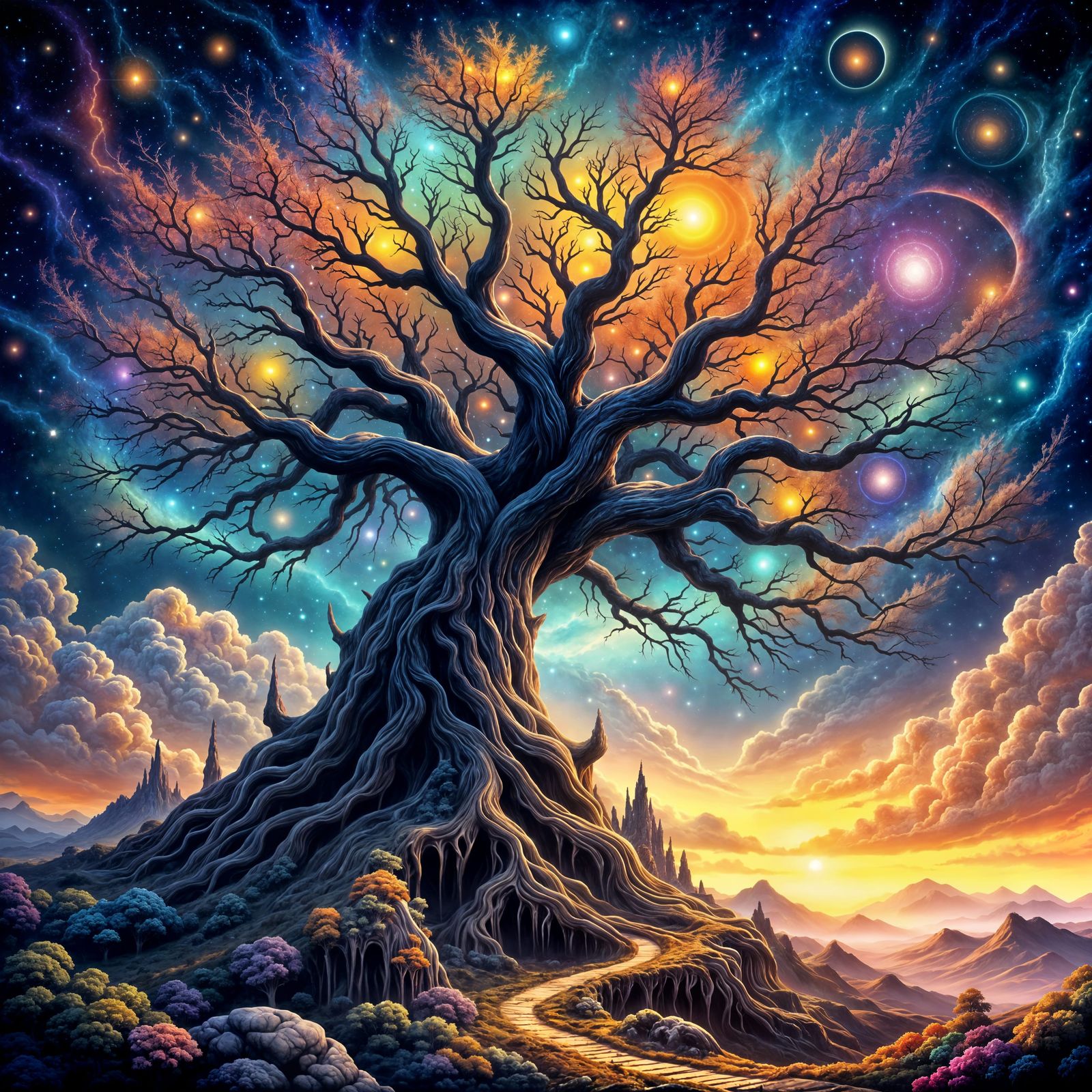 Cosmic Tree Reaching Galactic Heights