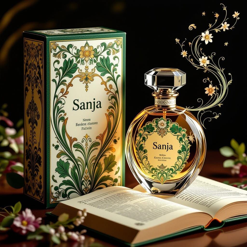 Elegant Art Nouveau Book and Perfume Design