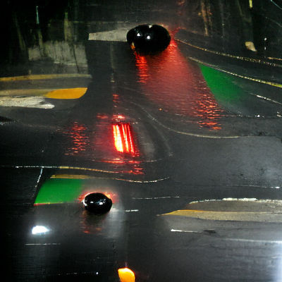 Black Car on Wet Road at Night