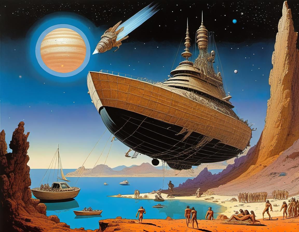 Odysseus Commands Spaceship in Cosmic Dreamscape